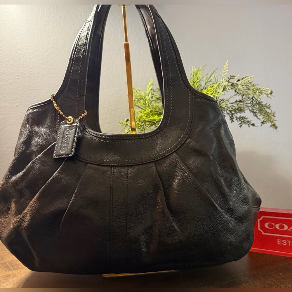 Coach Ergo Framed Black Pleated Kisslock Bag
